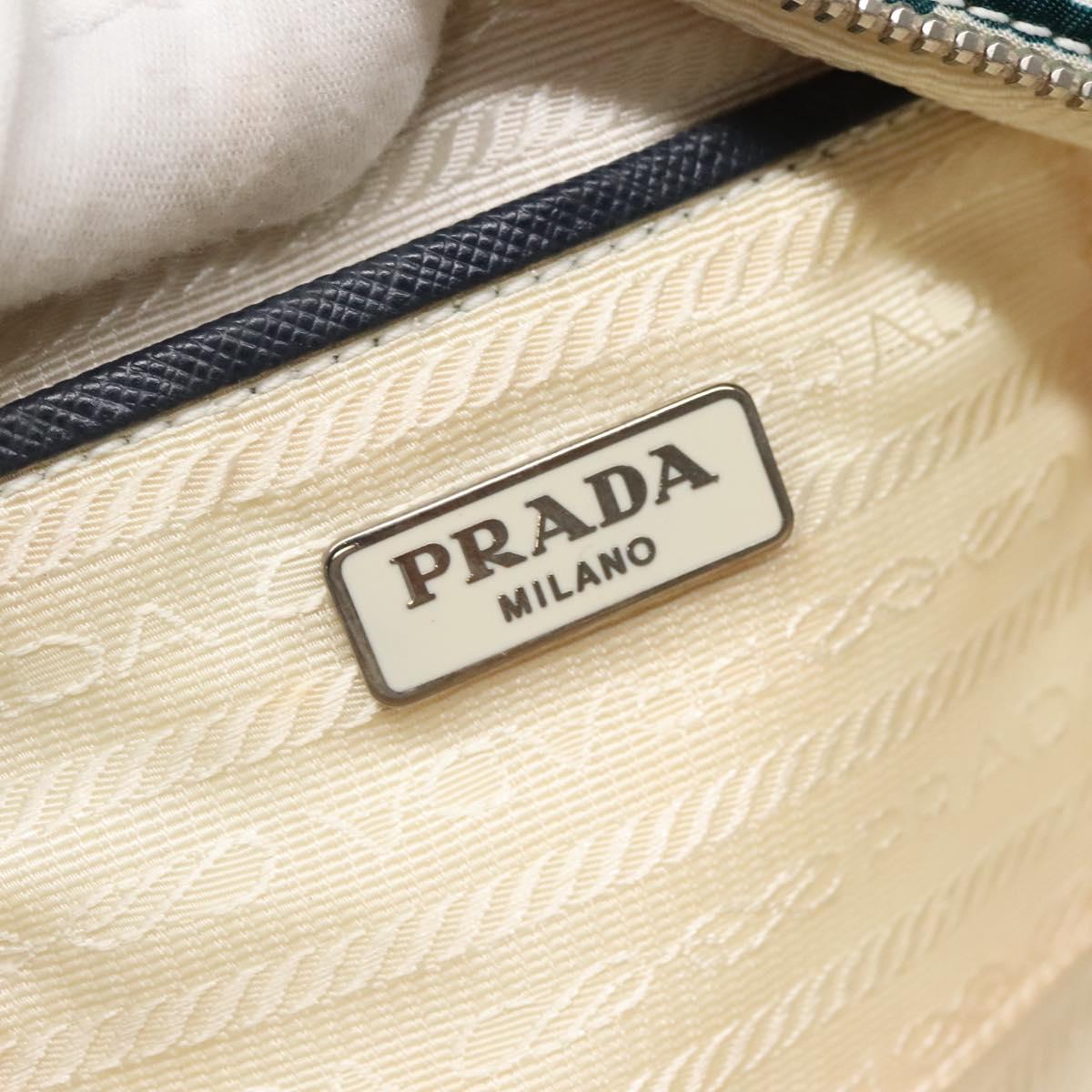 PRADA Chain Shoulder Bag Nylon Green Silver Auth 139976