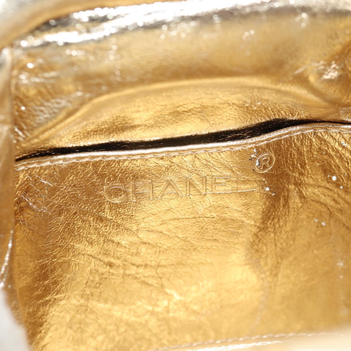 CHANEL Chain Shoulder Bag Leather Gold CC Auth 139977V