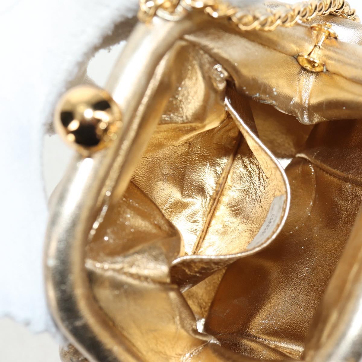 CHANEL Chain Shoulder Bag Leather Gold CC Auth 139977V