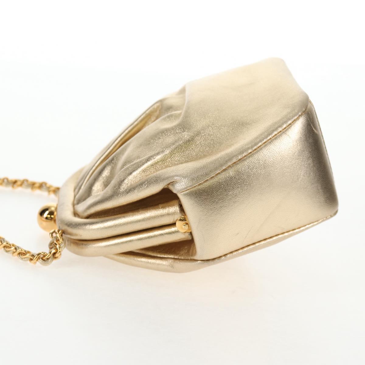 CHANEL Chain Shoulder Bag Leather Gold CC Auth 139977SAV