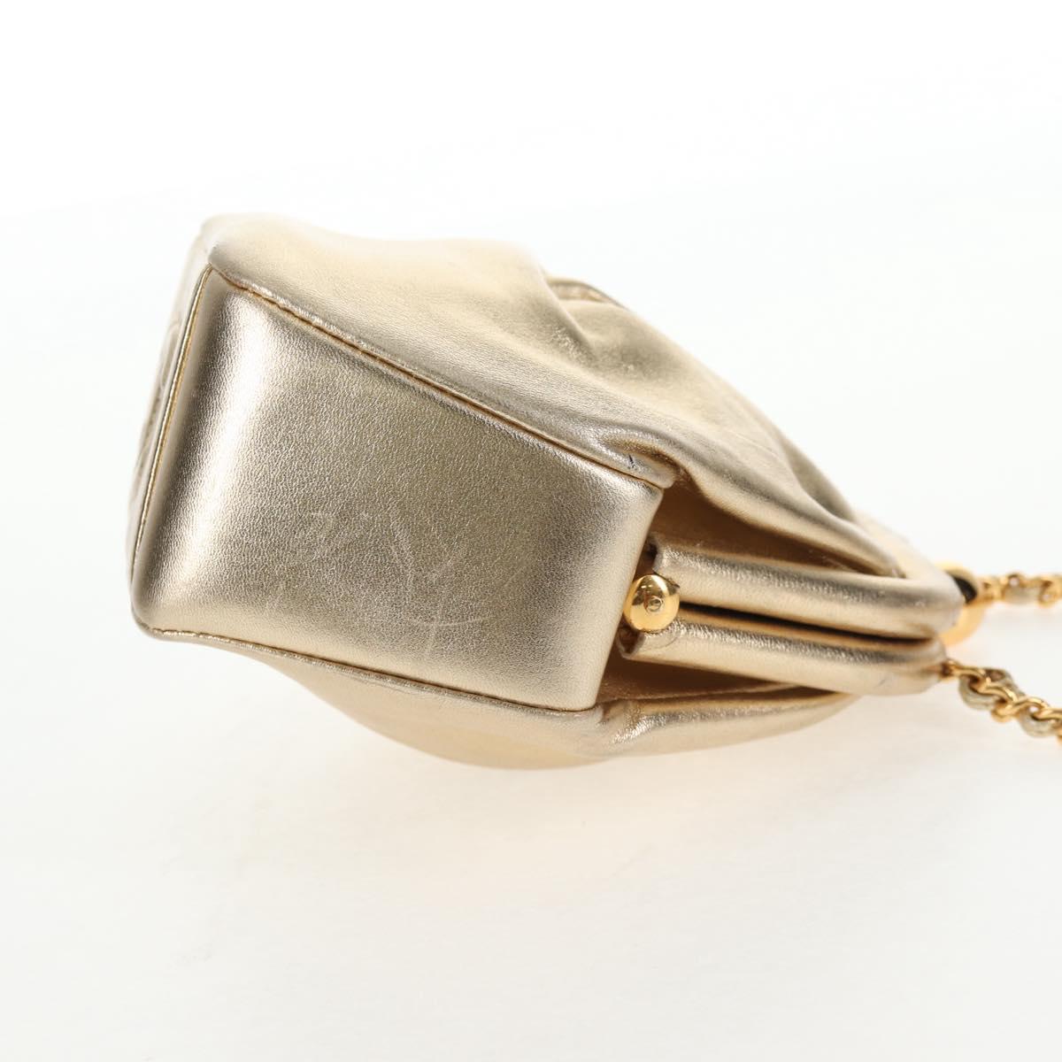 CHANEL Chain Shoulder Bag Leather Gold CC Auth 139977V