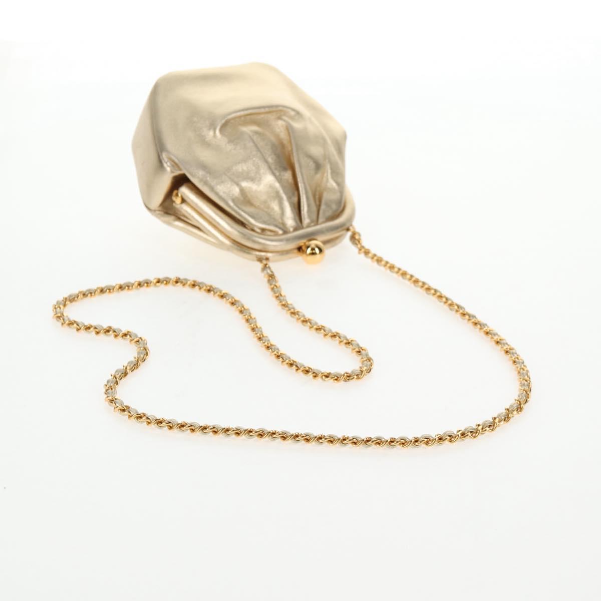 CHANEL Chain Shoulder Bag Leather Gold CC Auth 139977SAV
