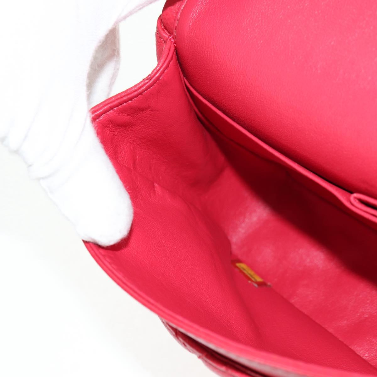 CHANEL Chain Shoulder Bag Caviar Skin Red Silver CC Auth 139978M