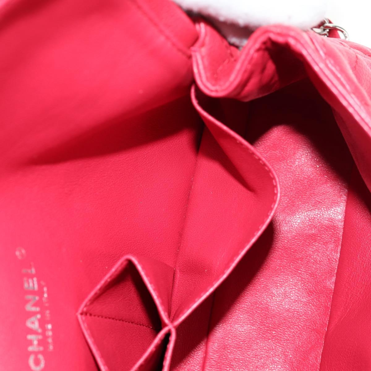 CHANEL Chain Shoulder Bag Caviar Skin Red Silver CC Auth 139978M