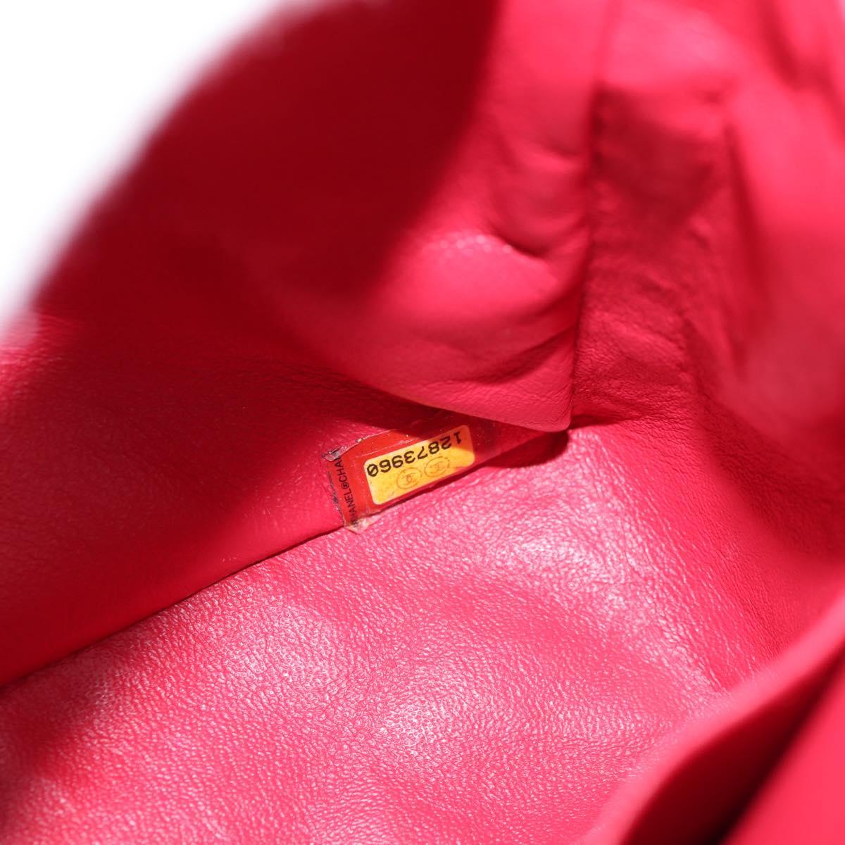 CHANEL Chain Shoulder Bag Caviar Skin Red Silver CC Auth 139978M