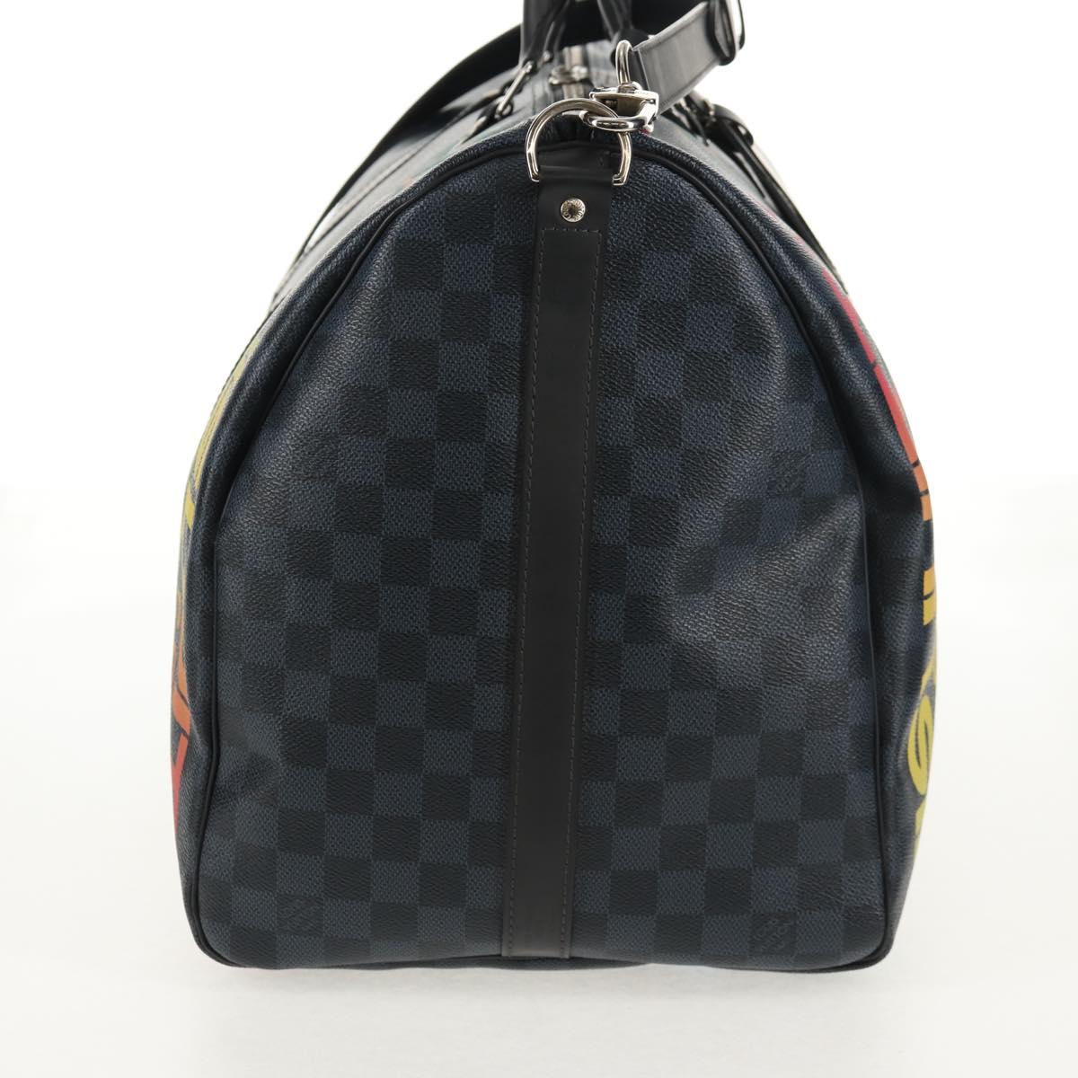 LOUIS VUITTON Damier Cobalt Keepall Bandouliere 55 Bag N41356 LV Auth 140002SM