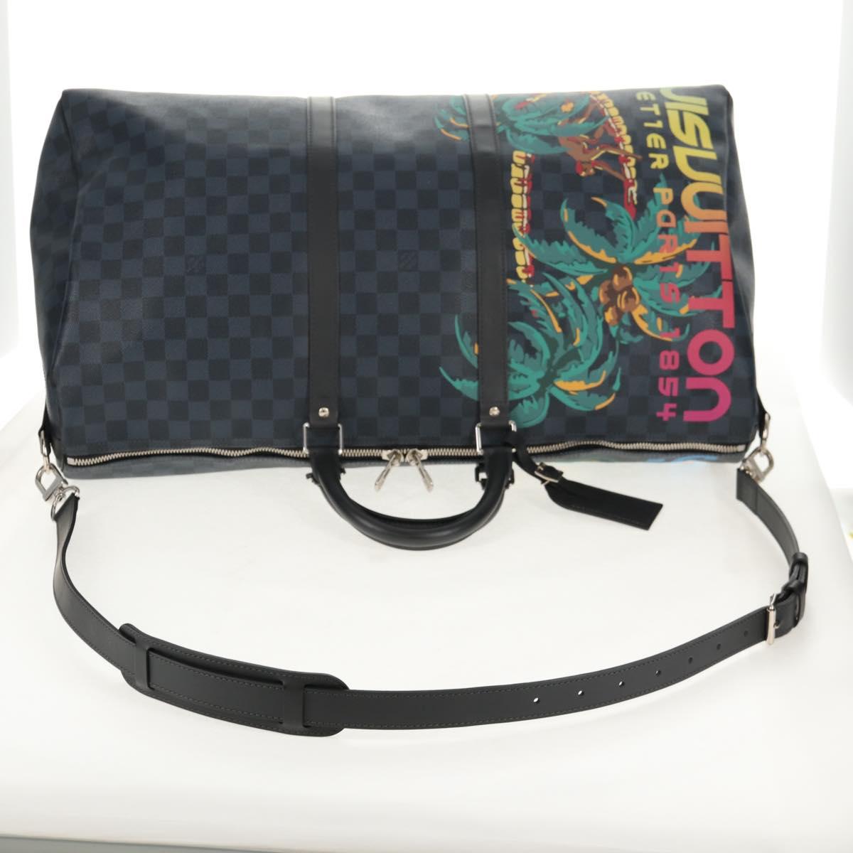 LOUIS VUITTON Damier Cobalt Keepall Bandouliere 55 Bag N41356 LV Auth 140002SM