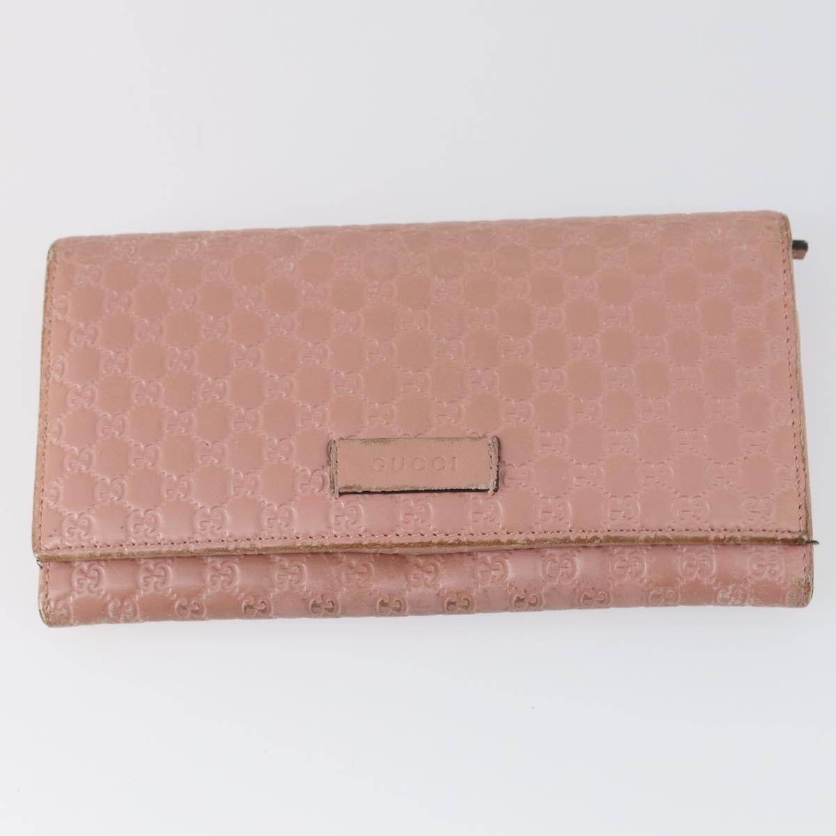 GUCCI Micro GG Canvas GG Canvas Wallet Leather 4Set Pink Black Auth 140007