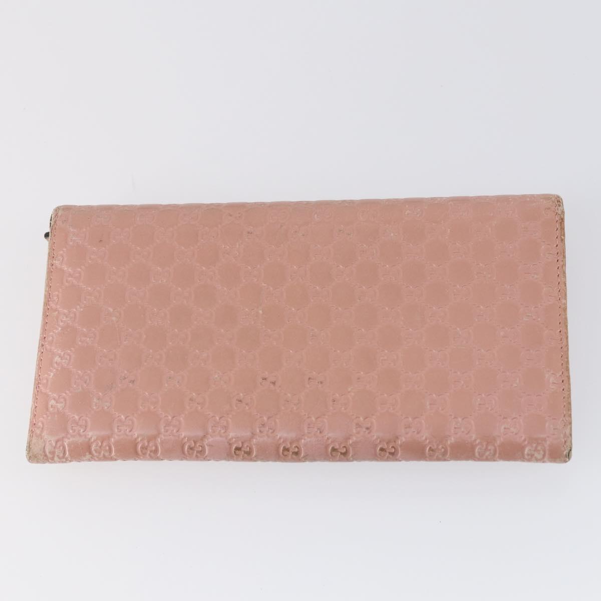 GUCCI Micro GG Canvas GG Canvas Wallet Leather 4Set Pink Black Auth 140007