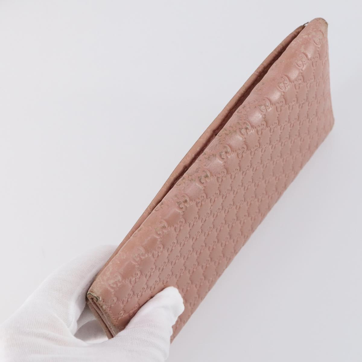 GUCCI Micro GG Canvas GG Canvas Wallet Leather 4Set Pink Black Auth 140007