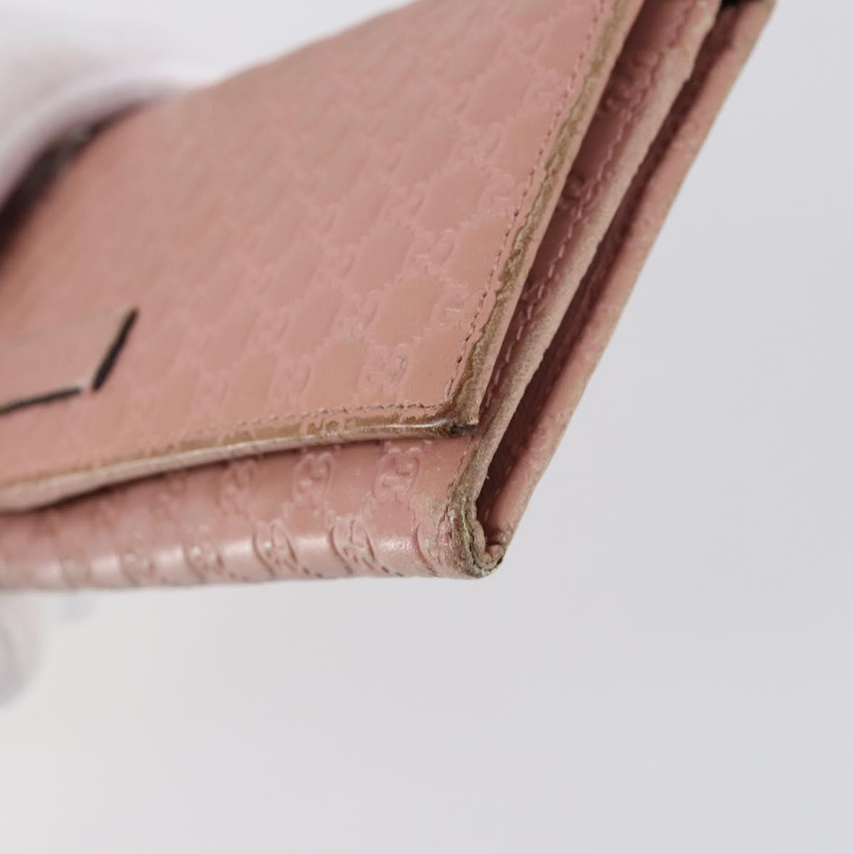 GUCCI Micro GG Canvas GG Canvas Wallet Leather 4Set Pink Black Auth 140007