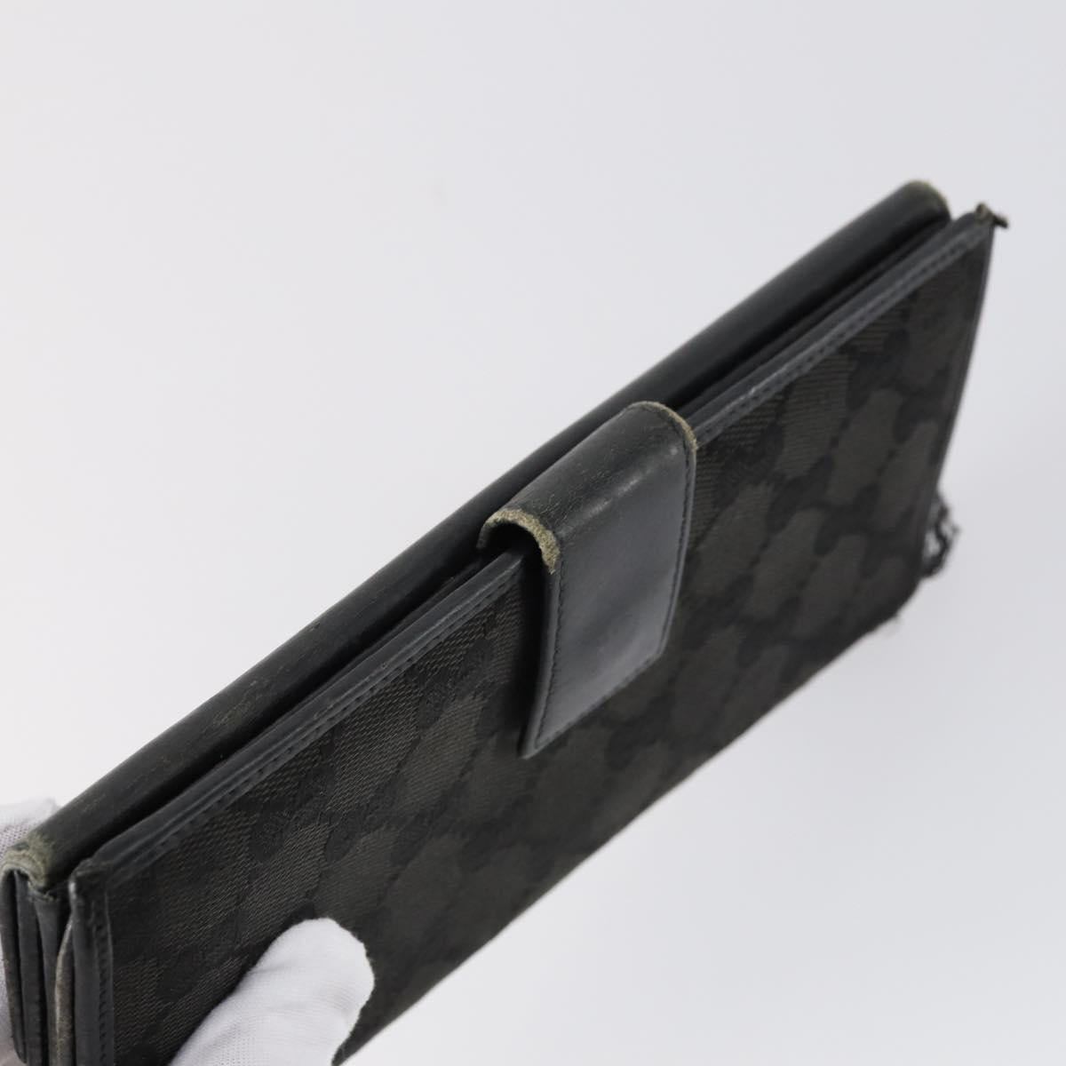 GUCCI Micro GG Canvas GG Canvas Wallet Leather 4Set Pink Black Auth 140007