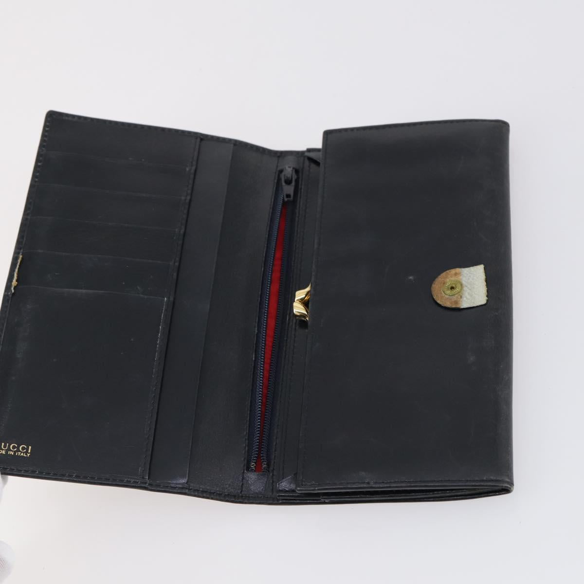 GUCCI Micro GG Canvas GG Canvas Wallet Leather 4Set Pink Black Auth 140007