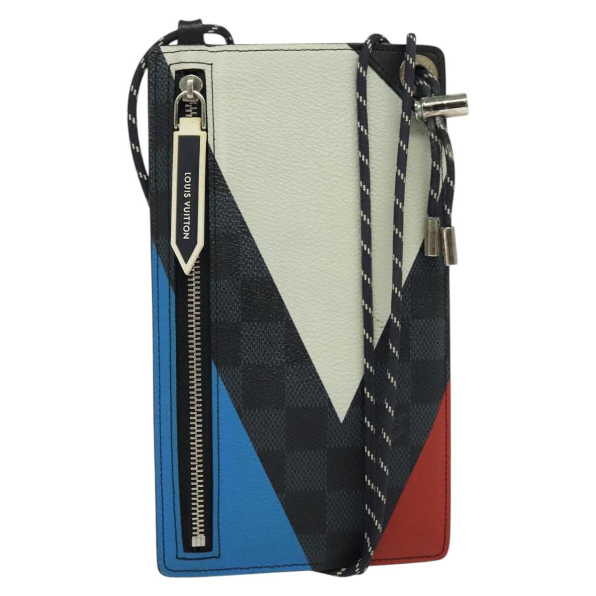 LOUIS VUITTON Damier Graphite Pochette Phone Shoulder Bag N41630 LV Auth 140090