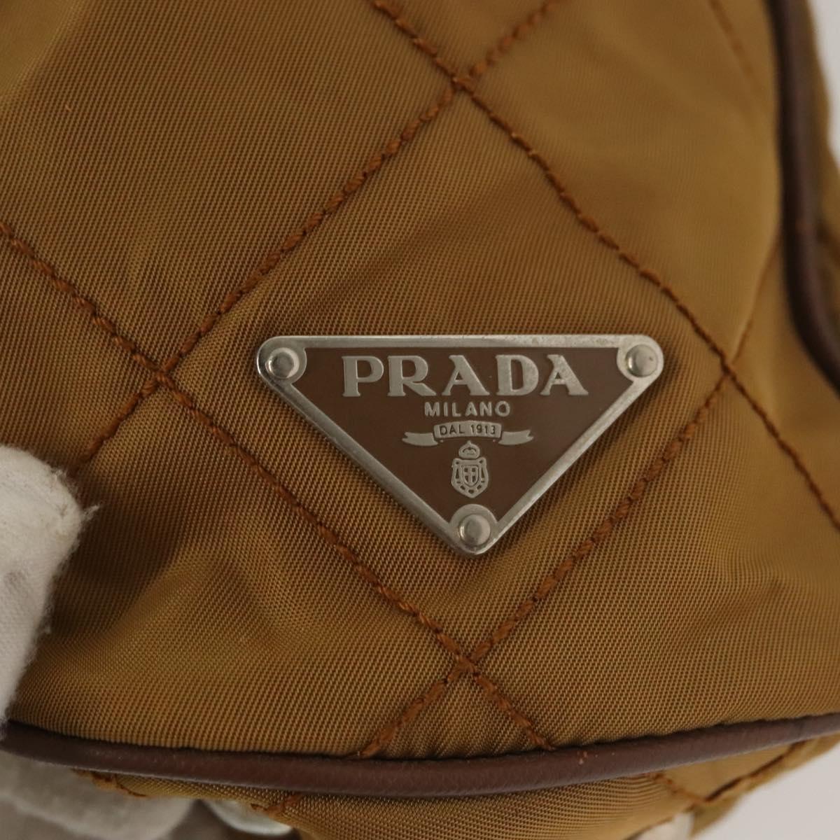 PRADA Chain Shoulder Bag Nylon Beige Silver Auth 140091