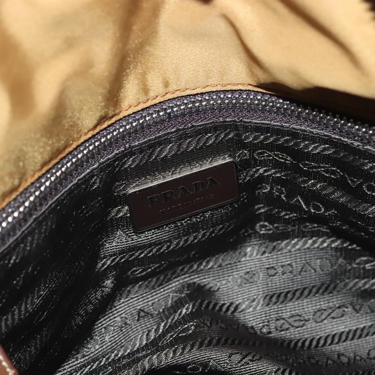 PRADA Chain Shoulder Bag Nylon Beige Silver Auth 140091