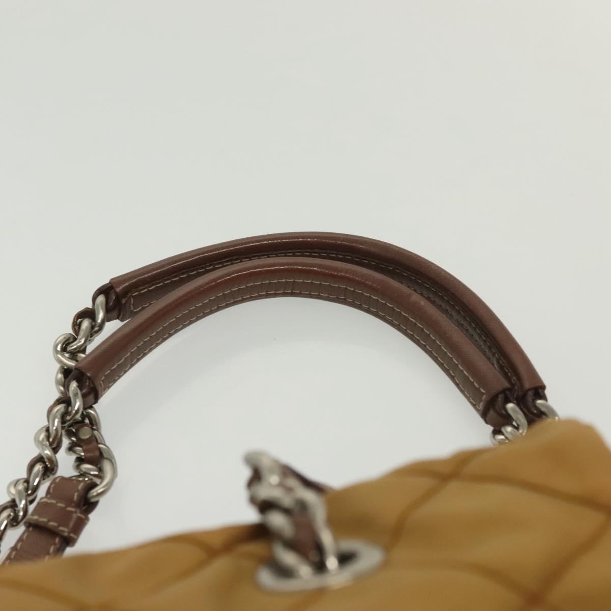 PRADA Chain Shoulder Bag Nylon Beige Silver Auth 140091