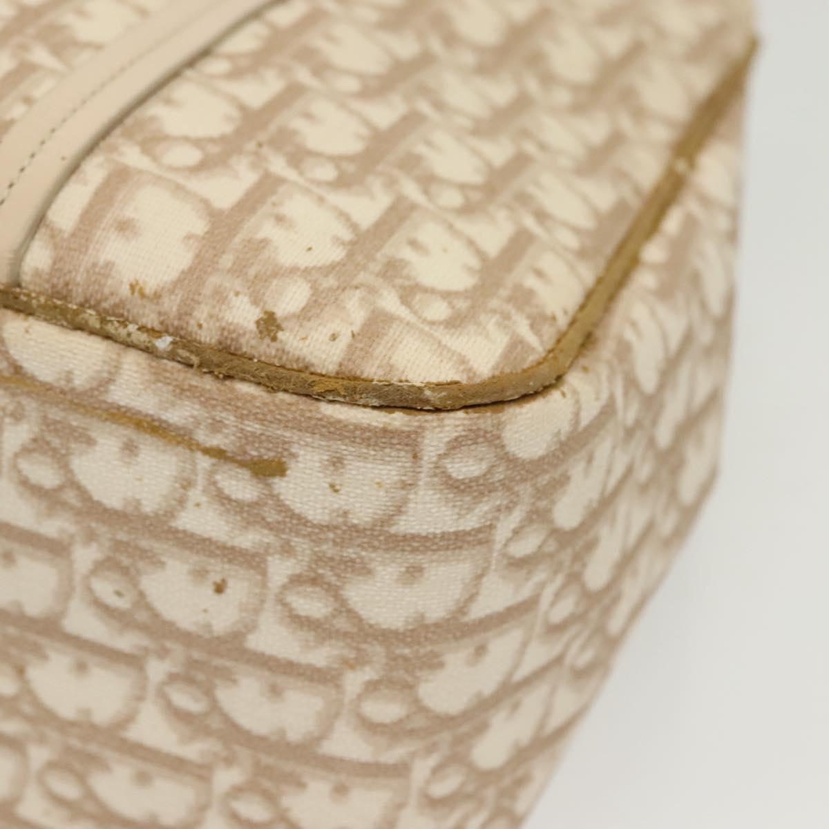 Christian Dior Trotter Canvas Romantic Chain Tote Bag PVC Beige Auth 140098
