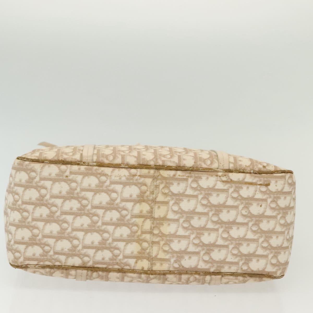 Christian Dior Trotter Canvas Romantic Chain Tote Bag PVC Beige Auth 140098
