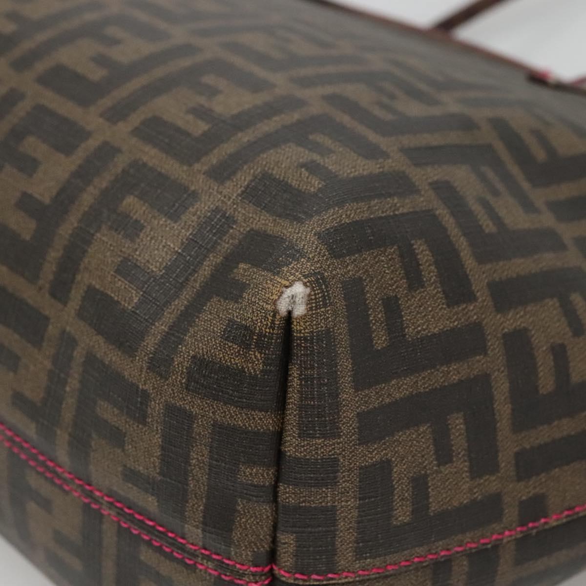FENDI Zucca Canvas Tote Bag Brown Black gold Auth 140099