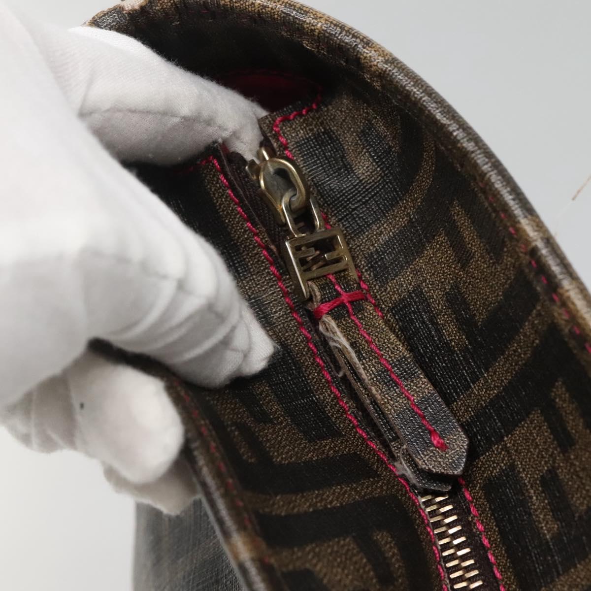 FENDI Zucca Canvas Tote Bag Brown Black gold Auth 140099