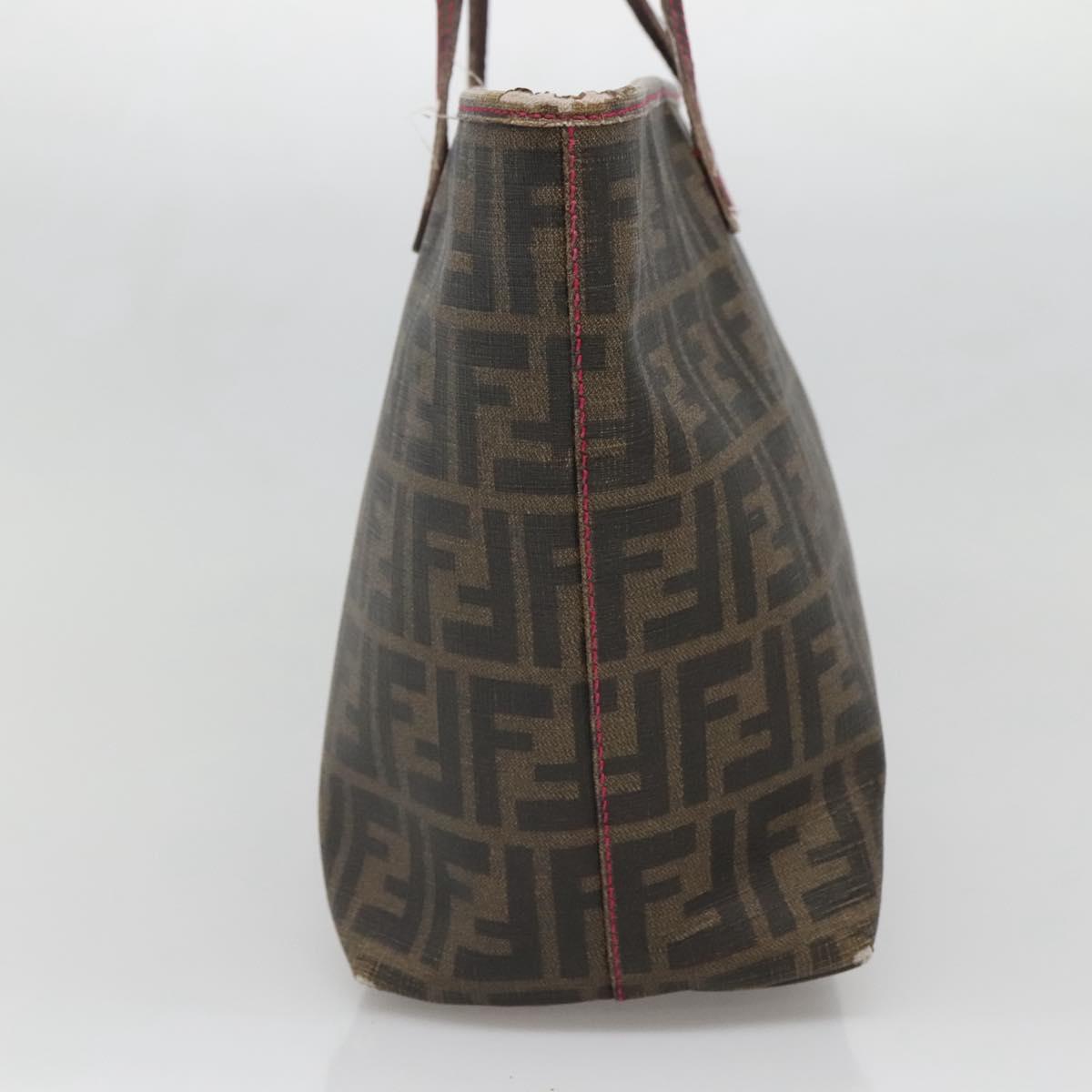 FENDI Zucca Canvas Tote Bag Brown Black gold Auth 140099