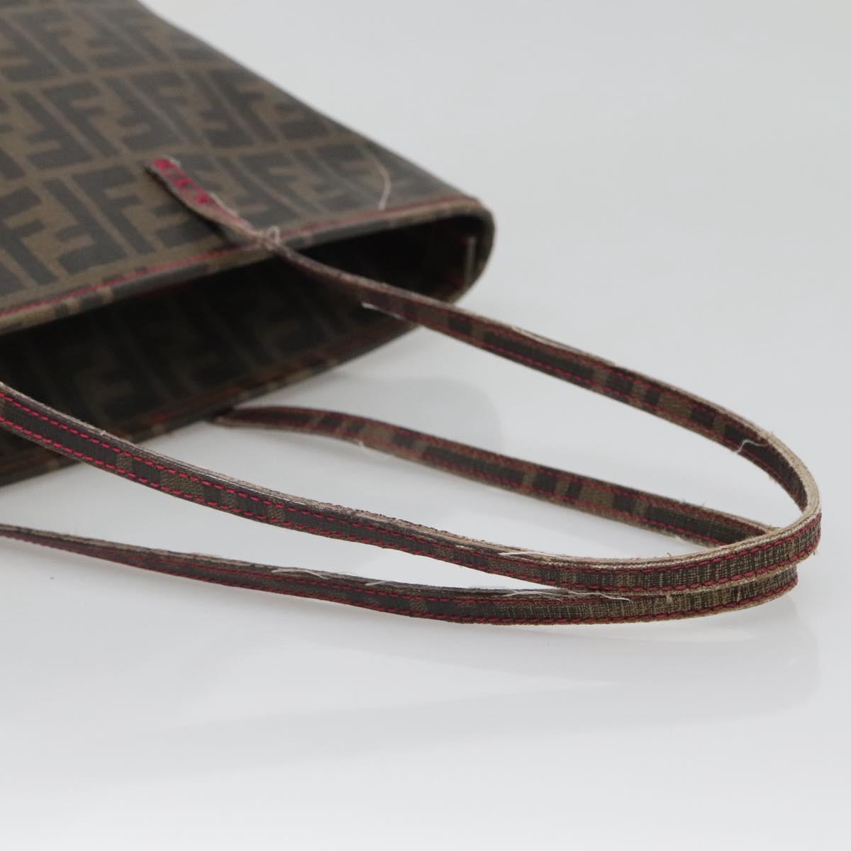 FENDI Zucca Canvas Tote Bag Brown Black gold Auth 140099