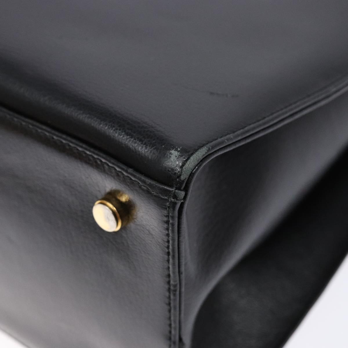 Salvatore Ferragamo Gancini Shoulder Bag Leather Black Gold Auth 140104