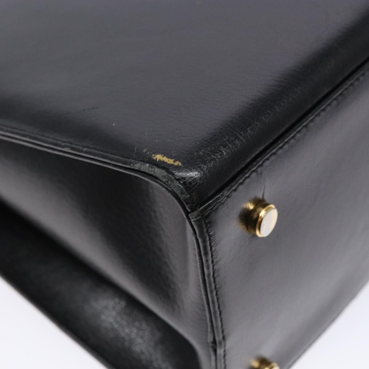 Salvatore Ferragamo Gancini Shoulder Bag Leather Black Gold Auth 140104