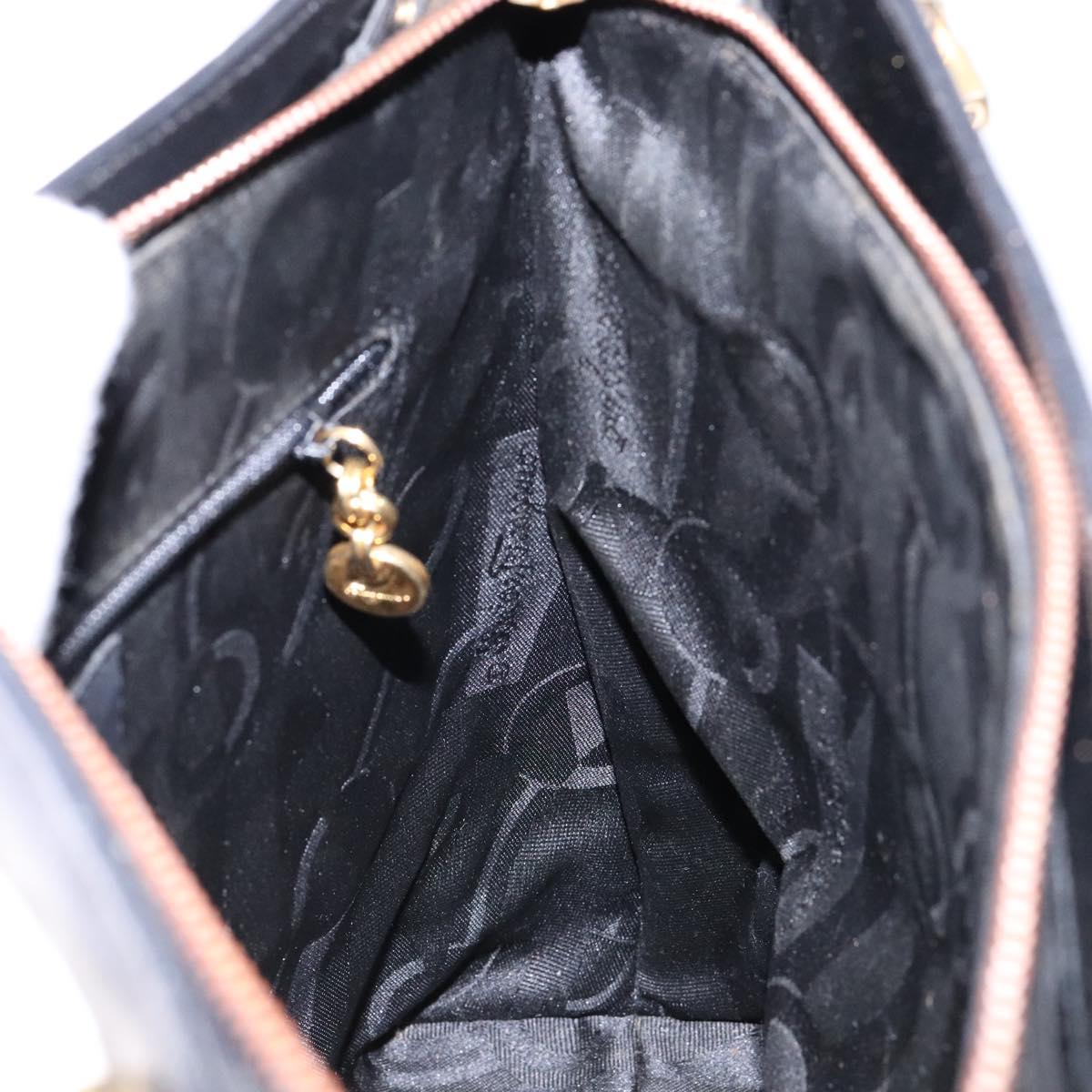Salvatore Ferragamo Gancini Shoulder Bag Leather Black Gold Auth 140104