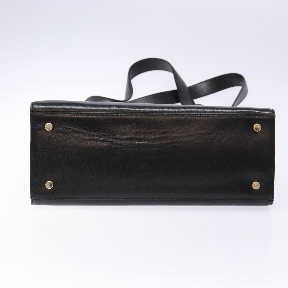 Salvatore Ferragamo Gancini Shoulder Bag Leather Black Gold Auth 140104