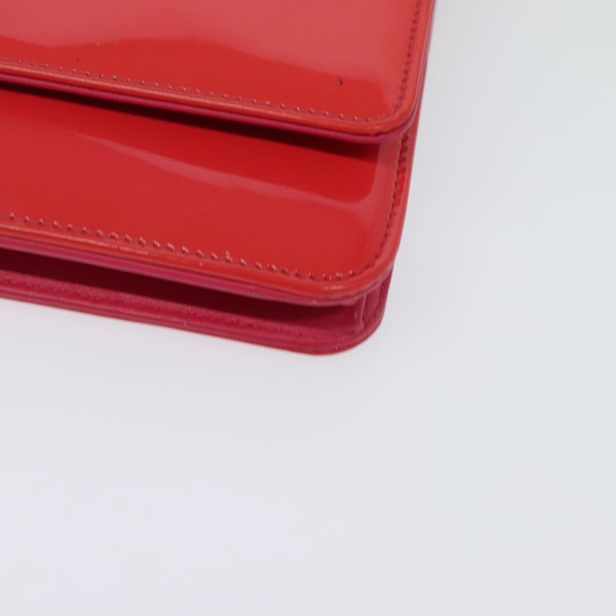 CHANEL Chain Shoulder Wallet Enamel Pink Silver CC Auth 140117