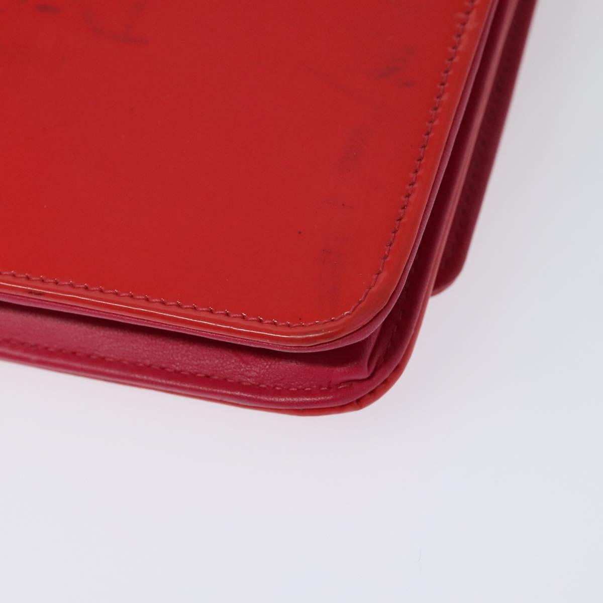 CHANEL Chain Shoulder Wallet Enamel Pink Silver CC Auth 140117