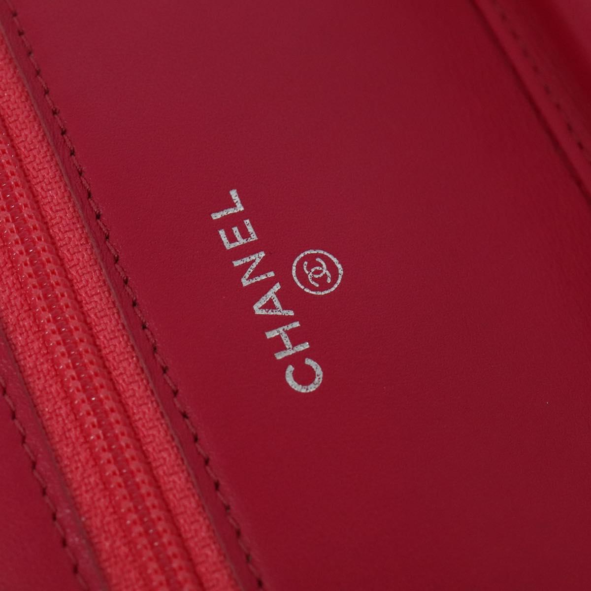 CHANEL Chain Shoulder Wallet Enamel Pink Silver CC Auth 140117