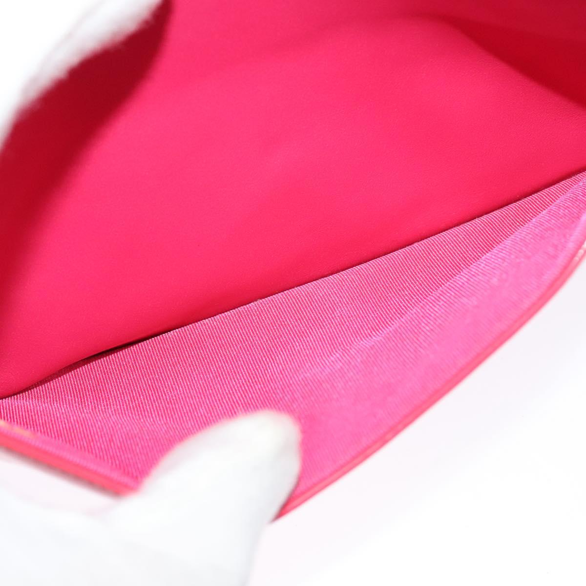 CHANEL Chain Shoulder Wallet Enamel Pink Silver CC Auth 140117