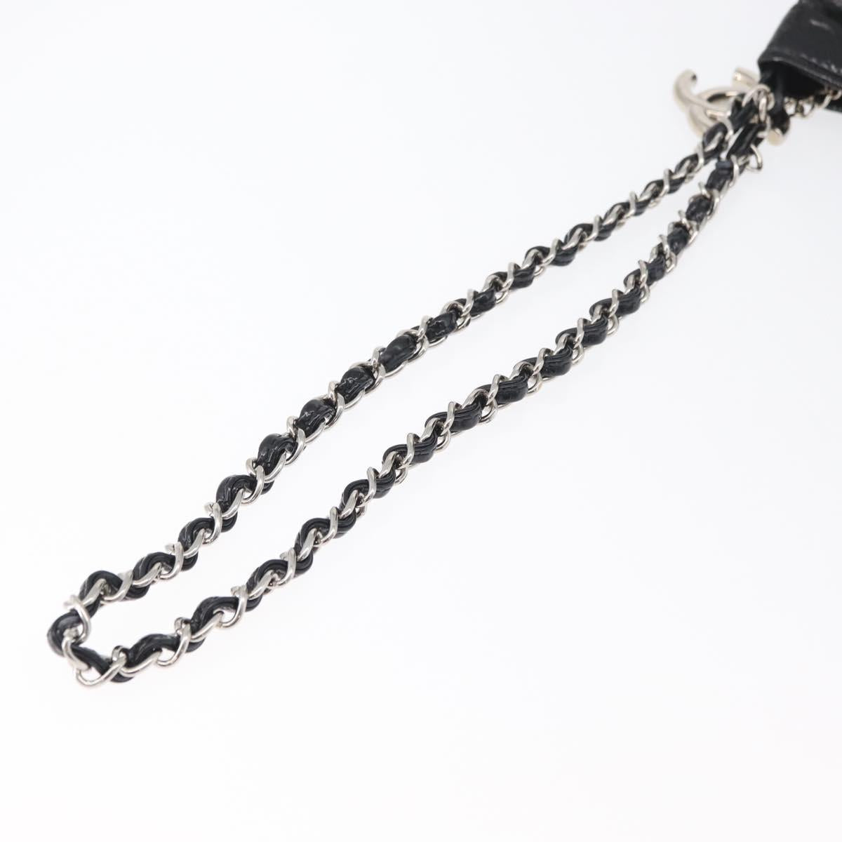 CHANEL Chain Shoulder Bag Patent leather Black Silver CC Auth 140118