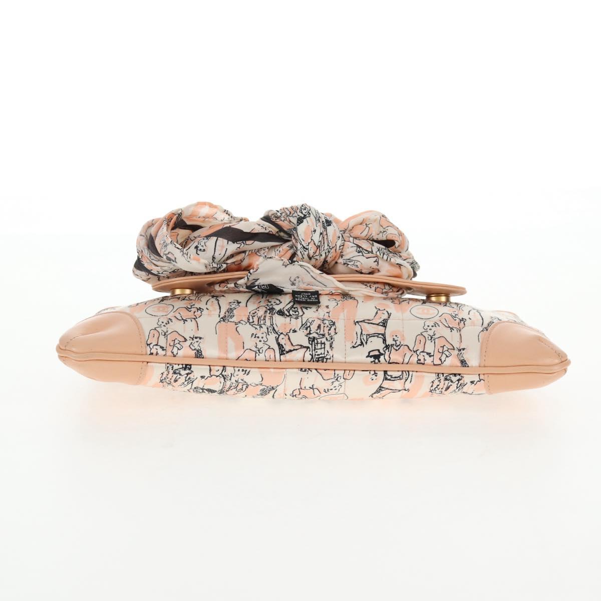 CHANEL Chain Shoulder Bag Silk Pink Gold CC Auth 140122V