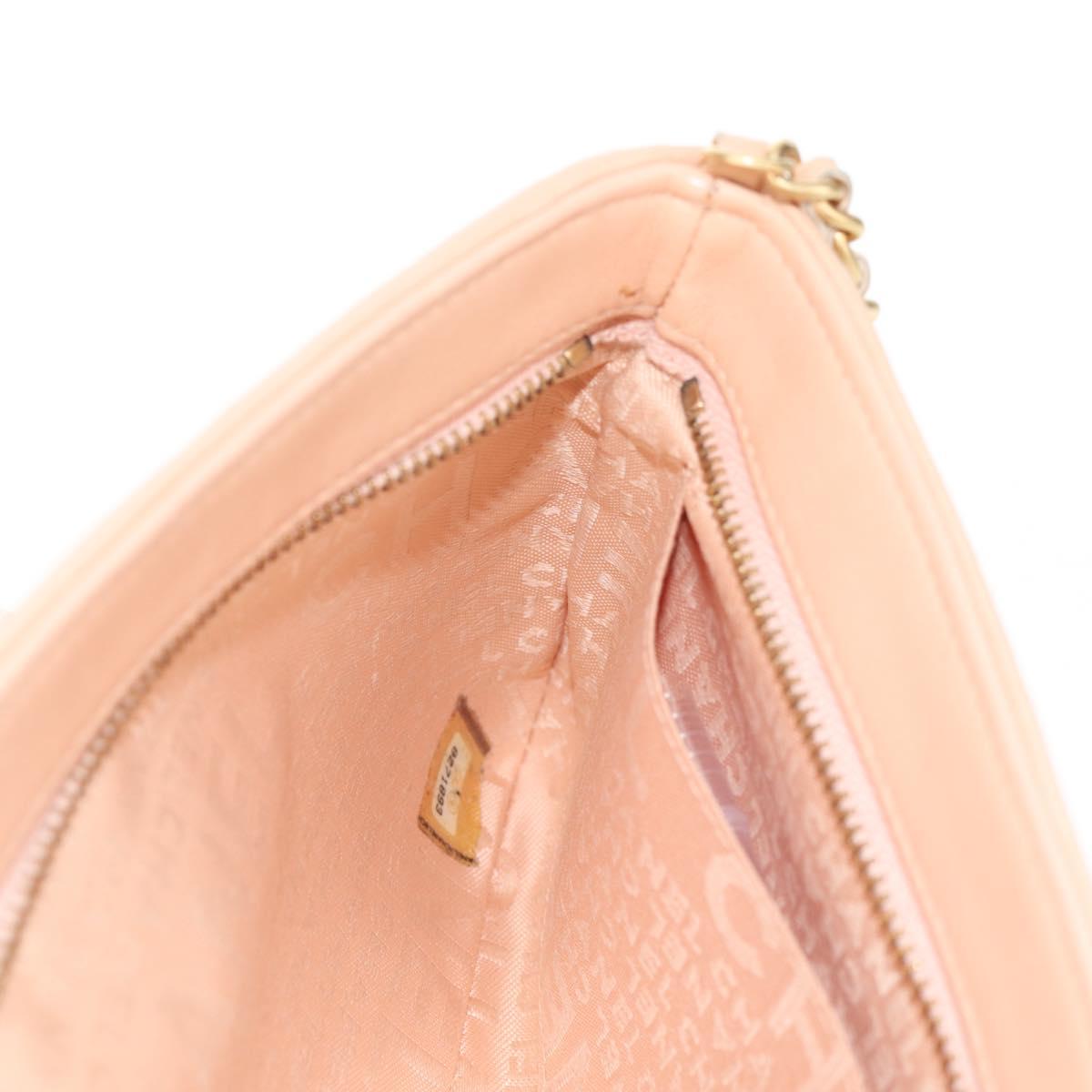 CHANEL Chain Shoulder Bag Silk Pink Gold CC Auth 140122SAV