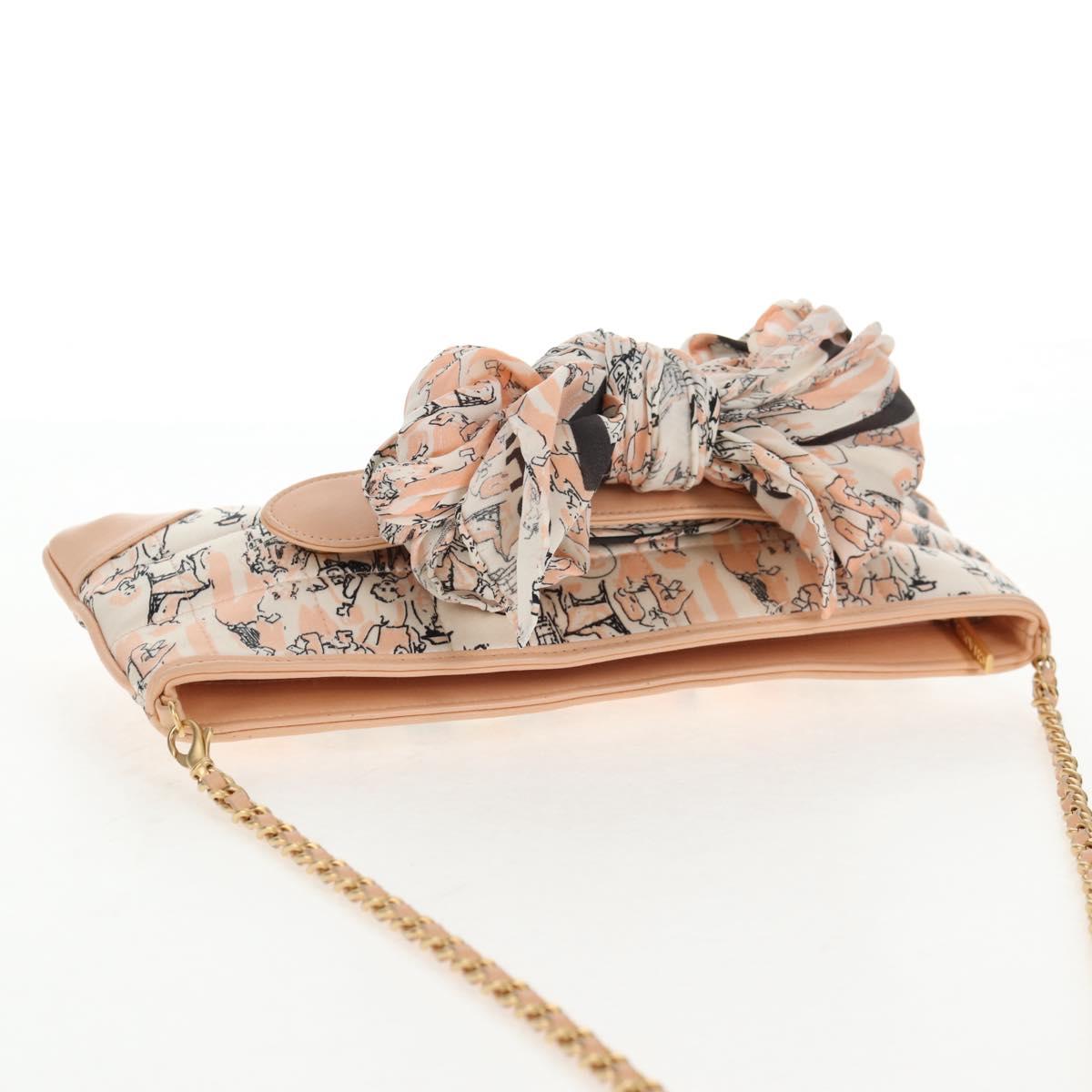 CHANEL Chain Shoulder Bag Silk Pink Gold CC Auth 140122SAV