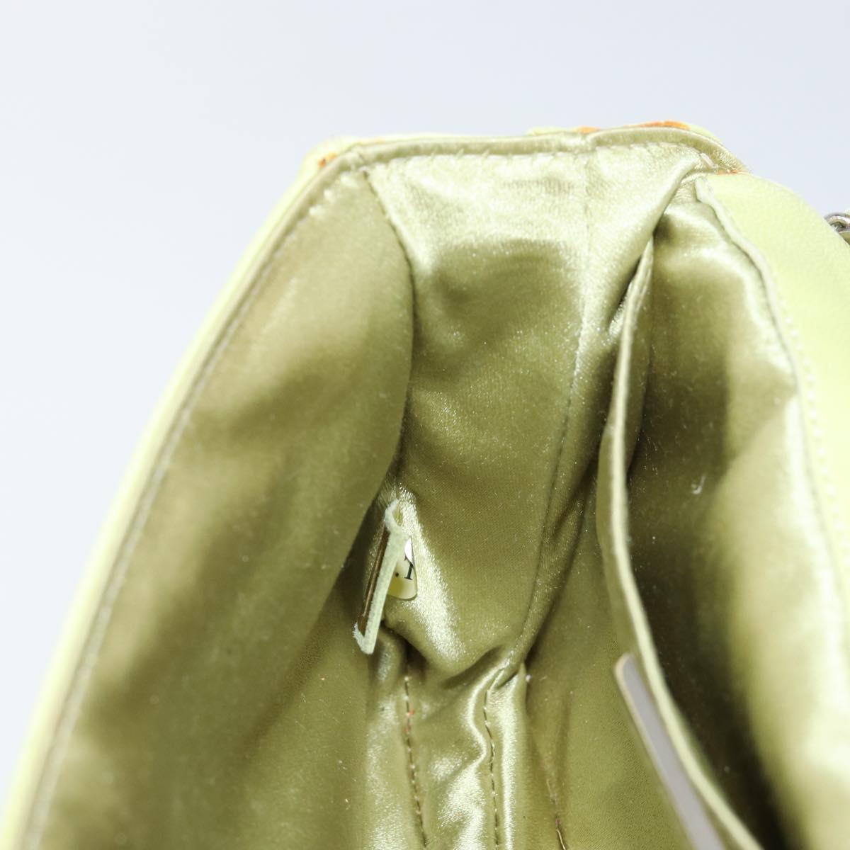 CHANEL Matelasse Chain Shoulder Bag Lamb Skin LIme Green Silver CC Auth 140123V