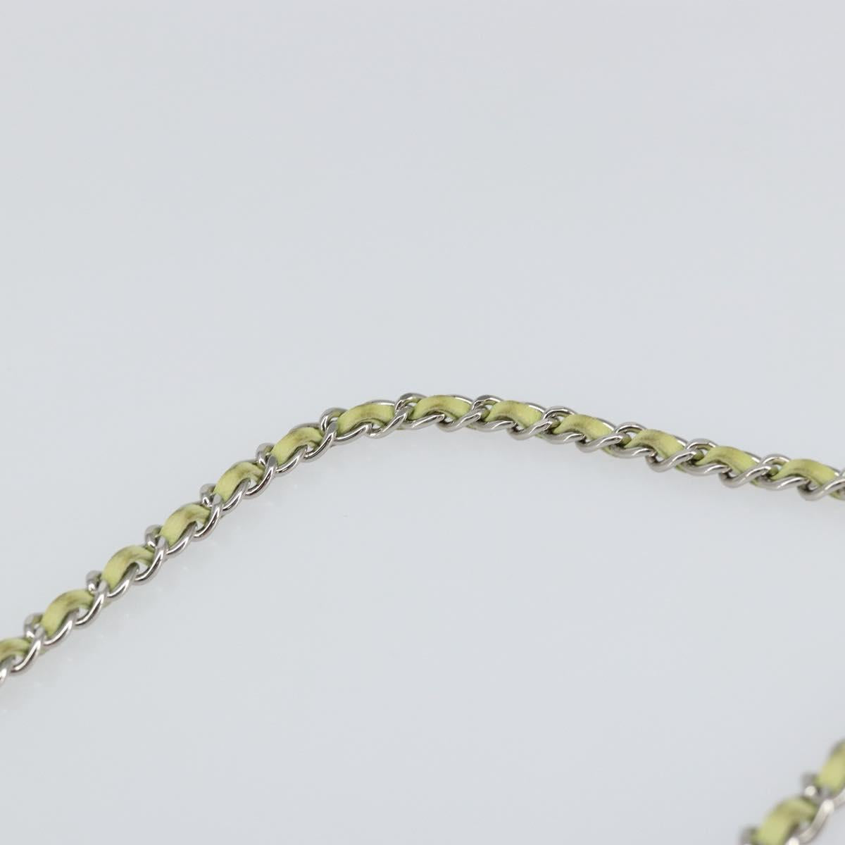 CHANEL Matelasse Chain Shoulder Bag Lamb Skin LIme Green Silver CC Auth 140123V