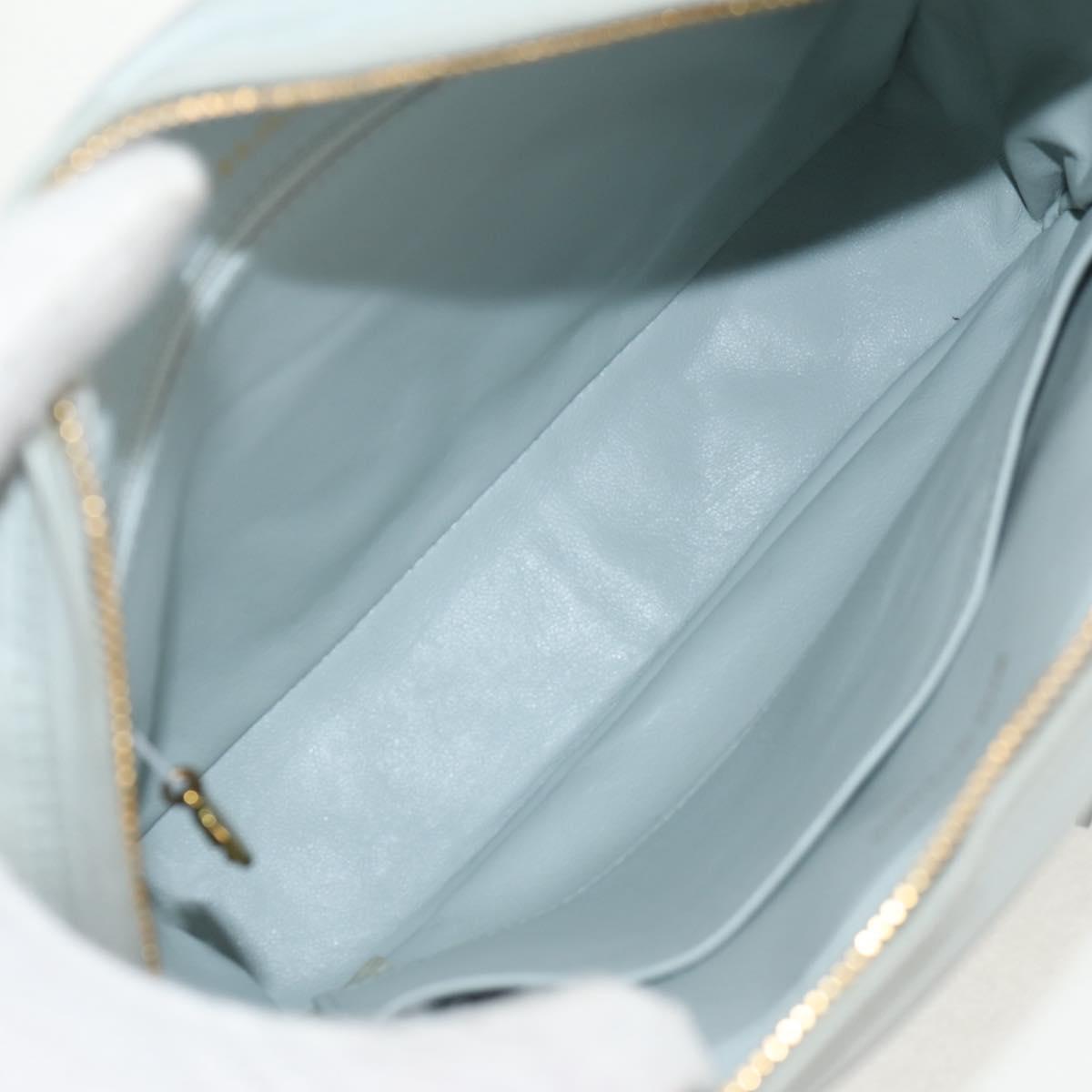 CHANEL Matelasse Chain Shoulder Bag Lamb Skin Light Blue Gold CC Auth 140125V