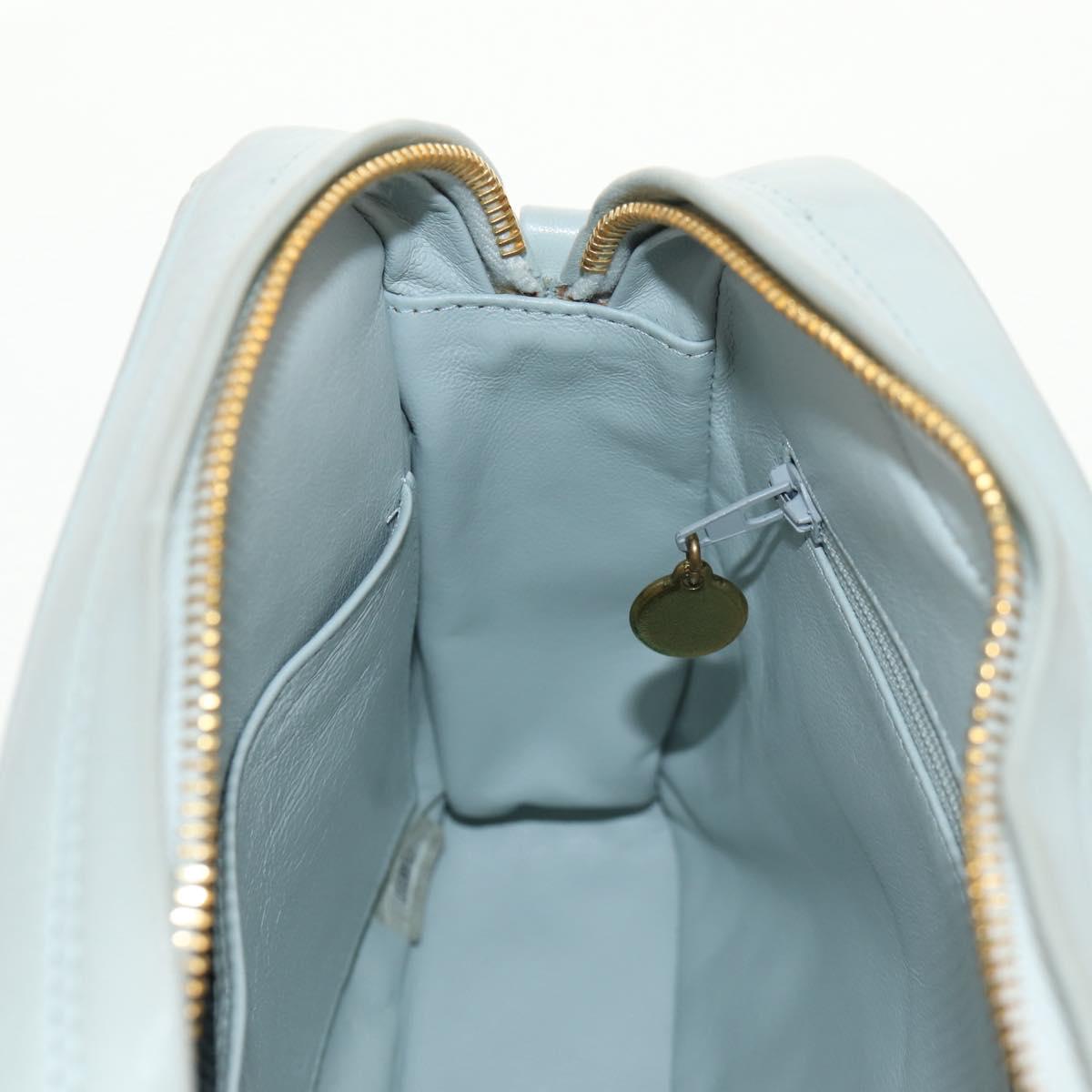 CHANEL Matelasse Chain Shoulder Bag Lamb Skin Light Blue Gold CC Auth 140125V