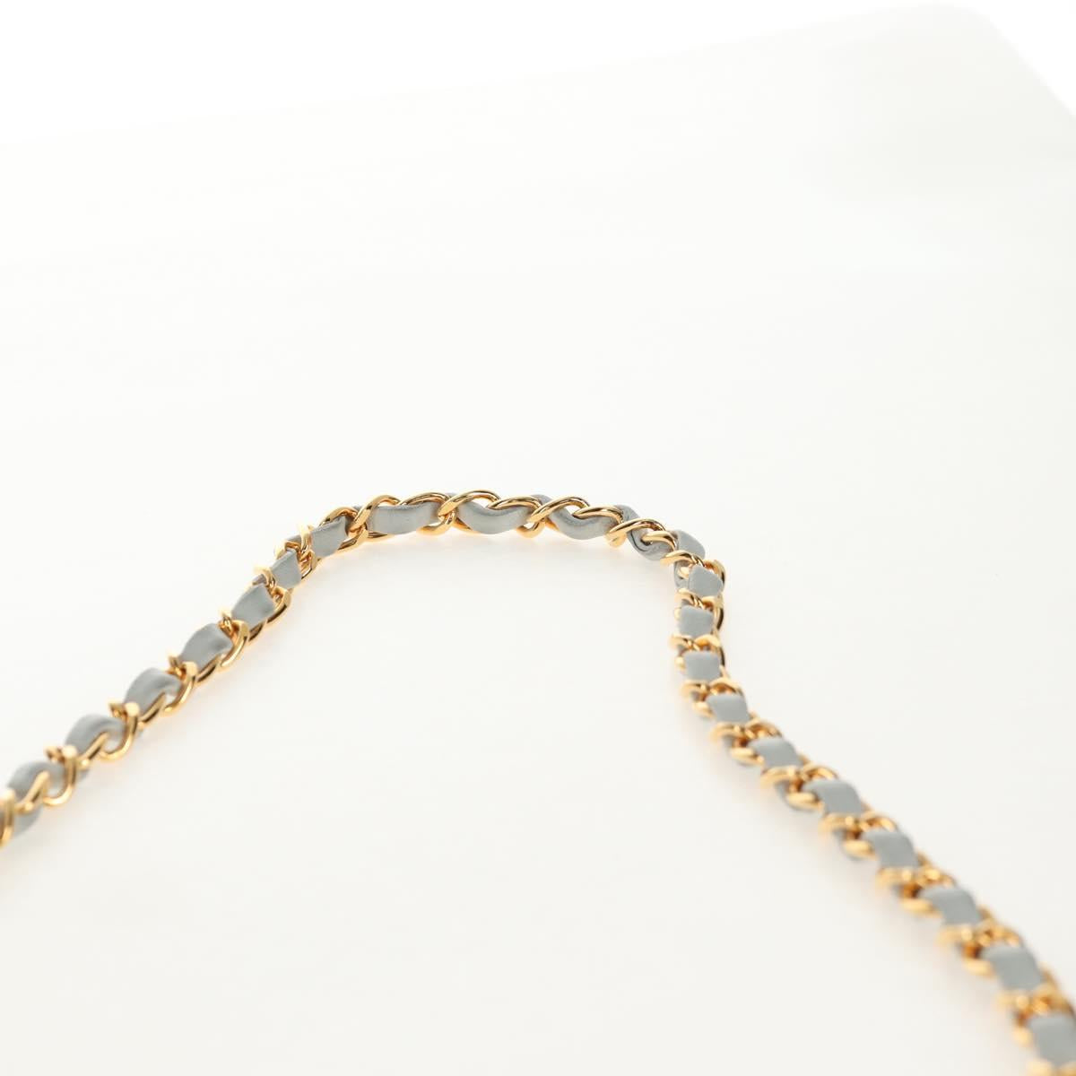 CHANEL Matelasse Chain Shoulder Bag Lamb Skin Light Blue Gold CC Auth 140125V