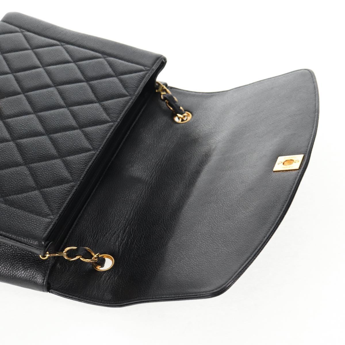 CHANEL Matelasse Diana Chain Shoulder Bag Caviar Skin Black CC Auth 140126SM