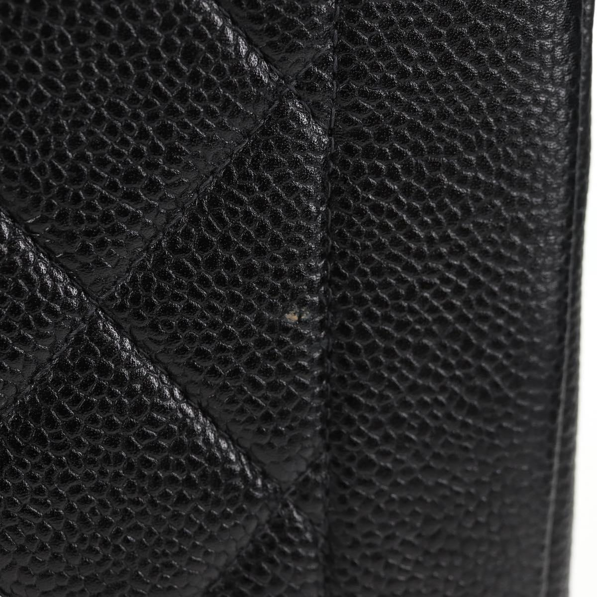 CHANEL Matelasse Diana Chain Shoulder Bag Caviar Skin Black CC Auth 140126SM