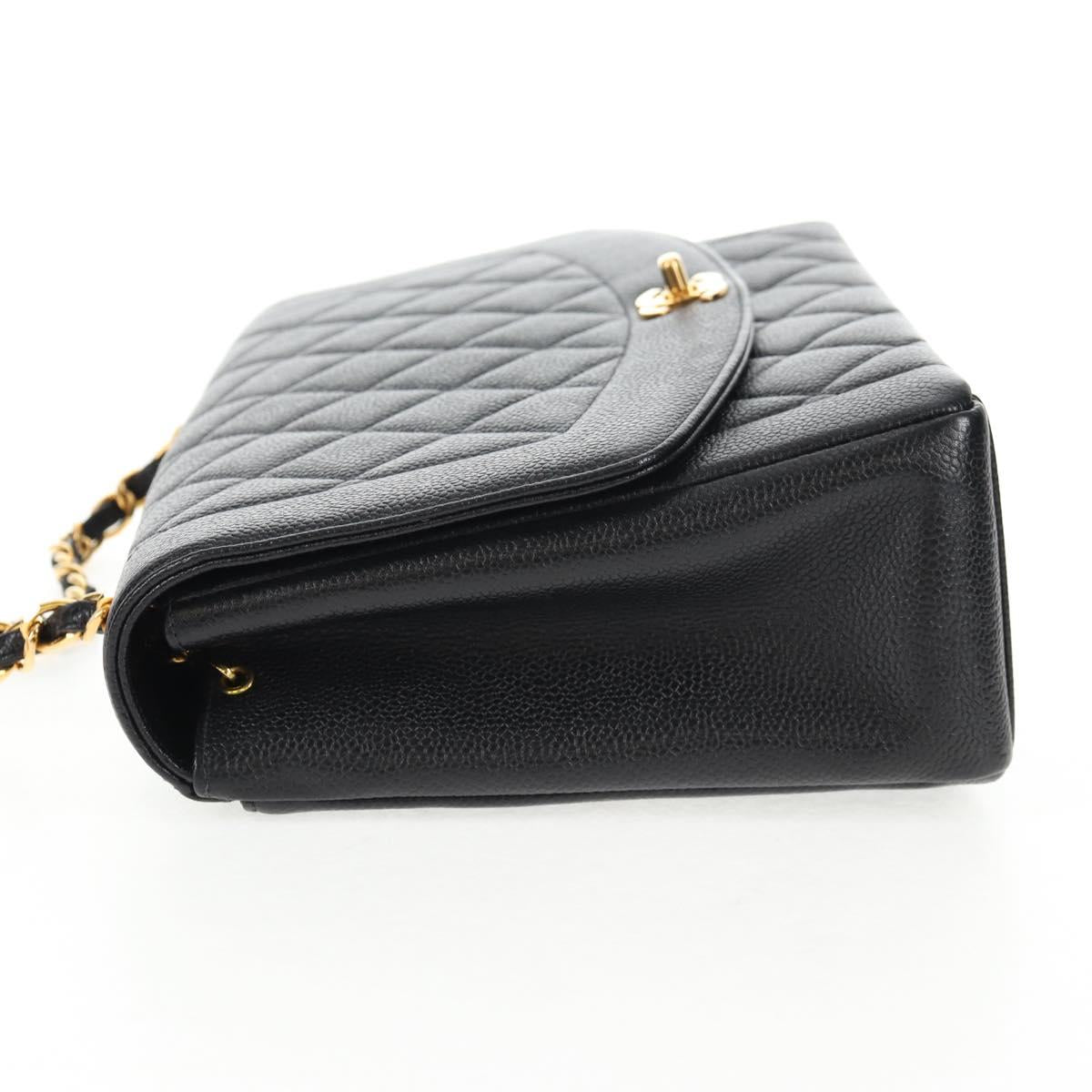 CHANEL Matelasse Diana Chain Shoulder Bag Caviar Skin Black CC Auth 140126SM