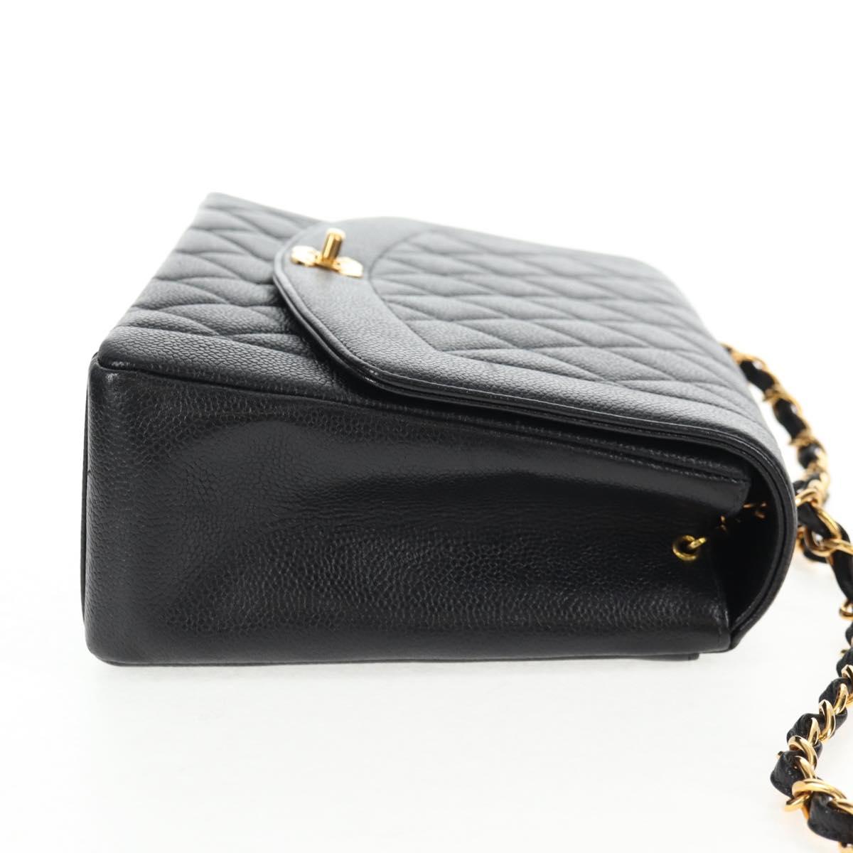 CHANEL Matelasse Diana Chain Shoulder Bag Caviar Skin Black CC Auth 140126SM