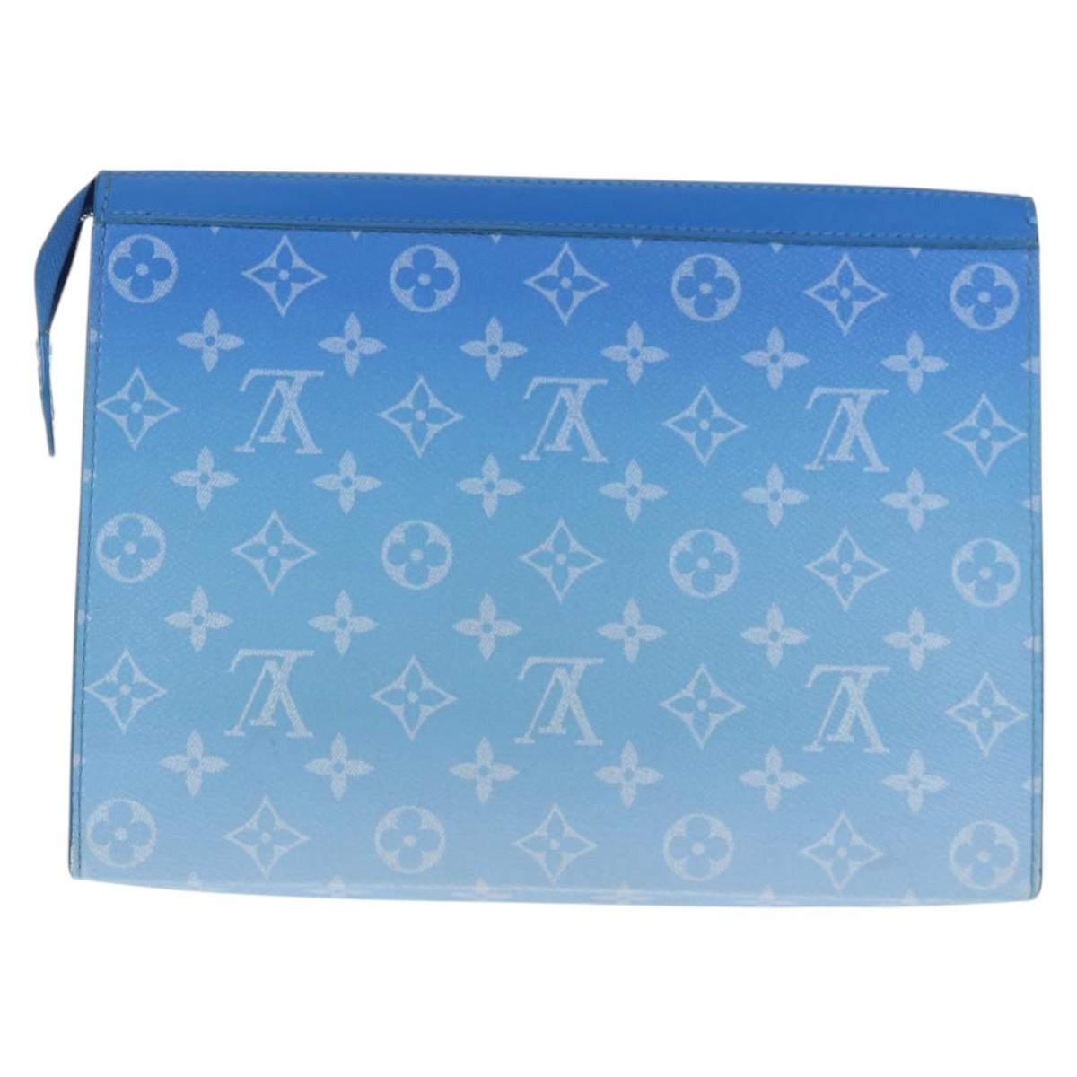 LOUIS VUITTON Monogram Crows Pochette Voyage Bag Blue White M45480 Auth 140129M