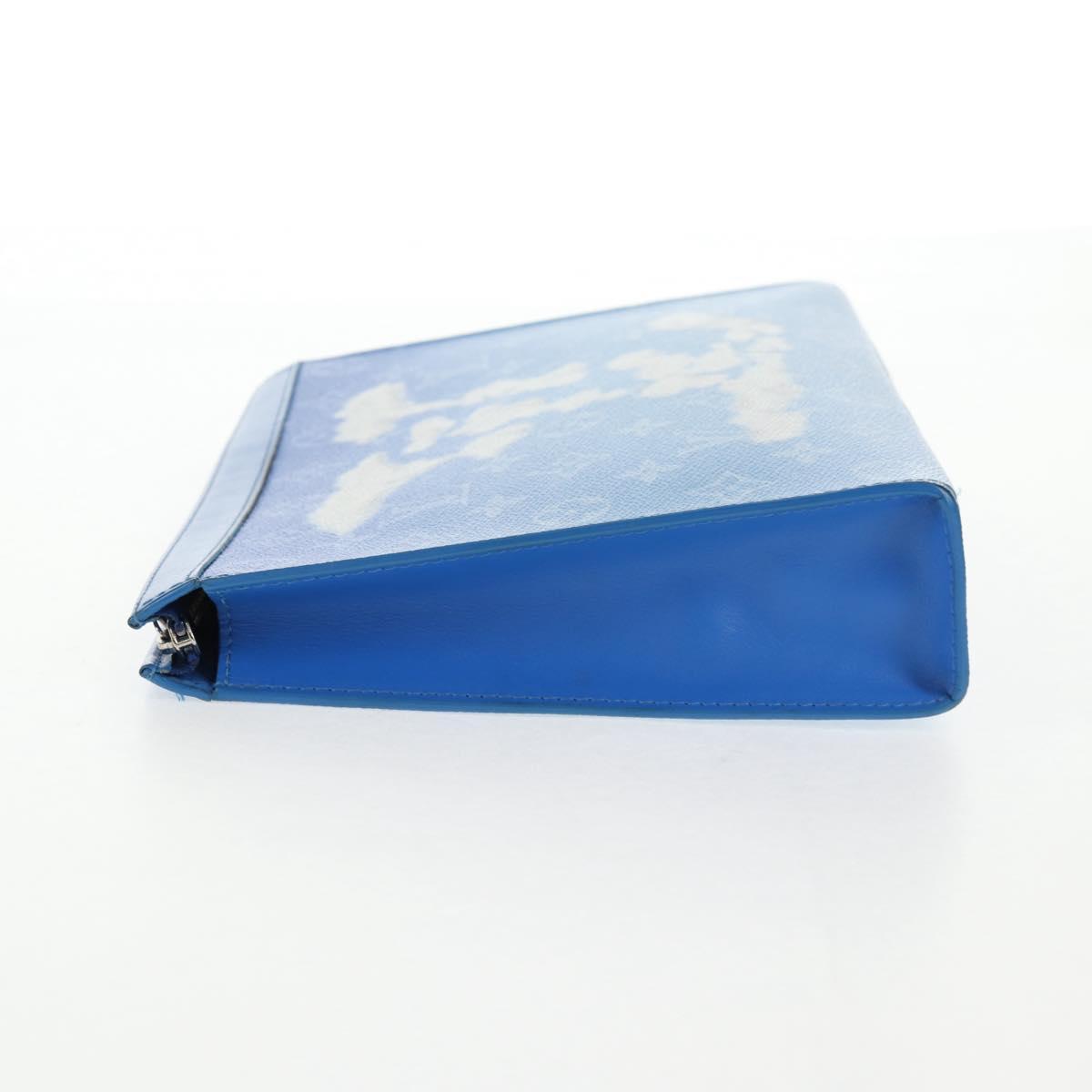 LOUIS VUITTON Monogram Crows Pochette Voyage Bag Blue White M45480 Auth 140129M